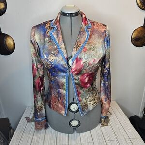 Boho Chic Floral Design Jacket Size 10